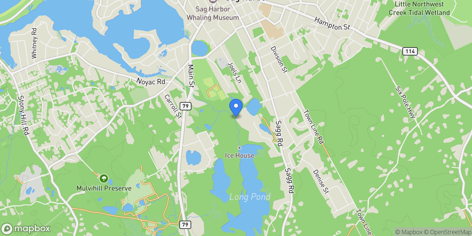 Map showing 78 Round Pond Ln, Sag Harbor, New York, United States.