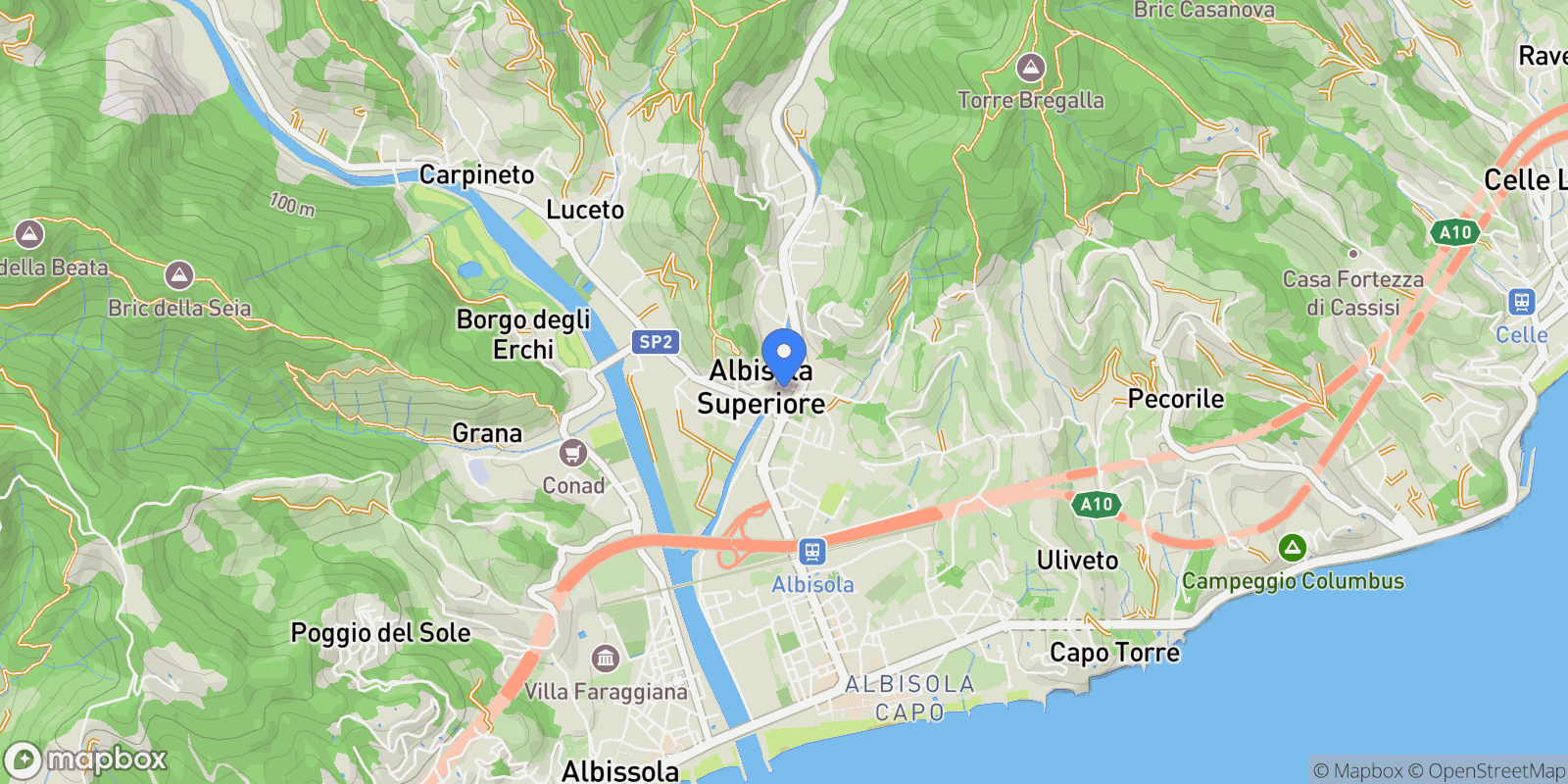Map showing Albisola Superiore, Liguria, Italy.