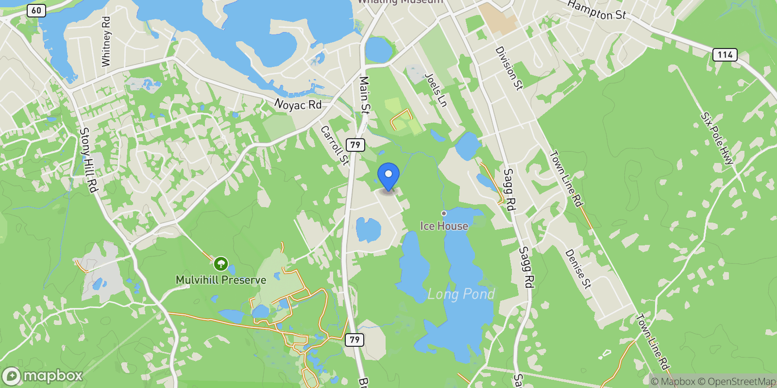 Map showing 33 Whalers Dr, Sag Harbor, New York, United States.