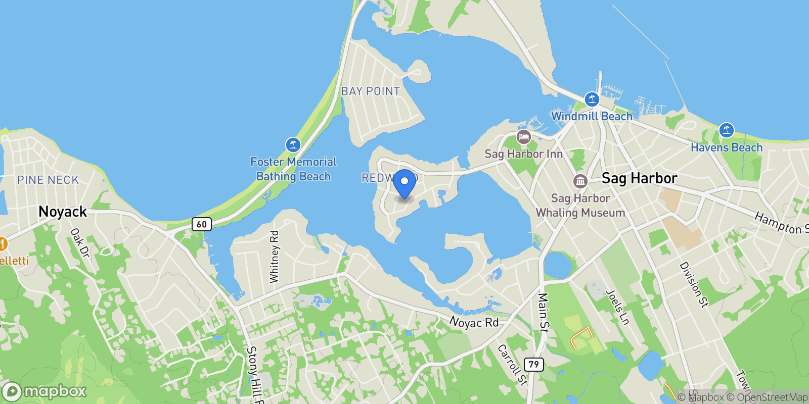Map showing 221 Redwood Rd, Sag Harbor, New York, United States.