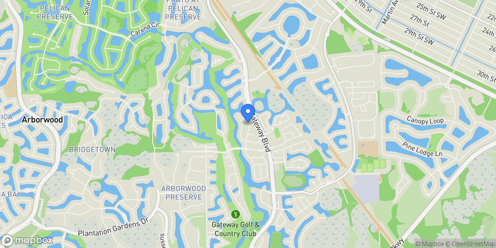 Map showing 11250 Mahogany RUN, Miromar Lakes, Florida, United States.