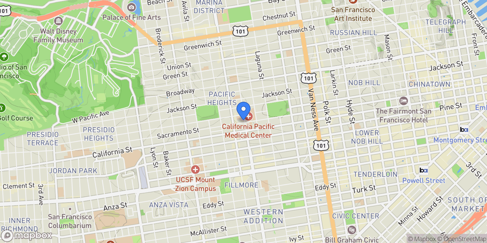 Map showing 2121 Webster Street GPH1, San Francisco, California, United States.