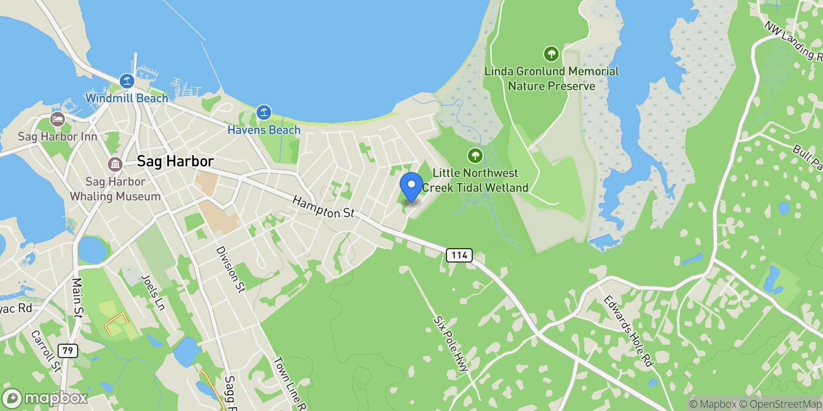 Map showing 9 Lincoln St, Sag Harbor, New York, United States.