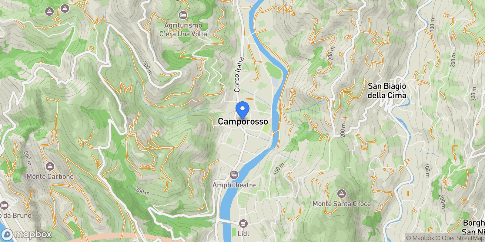 Map showing Camporosso, Liguria, Italy.