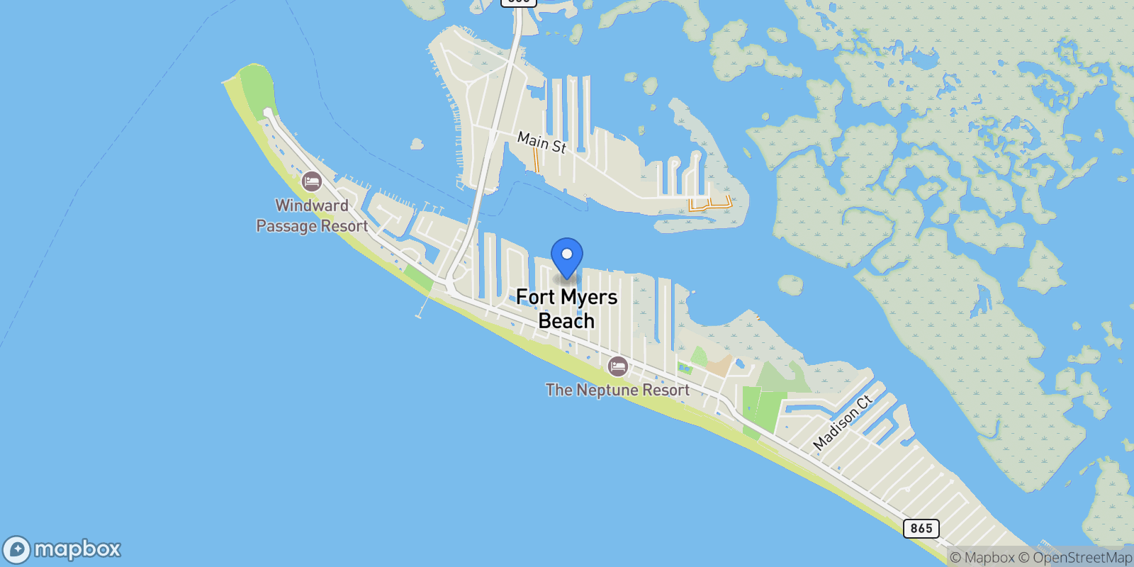 Map showing 291 Ohio AVE, Fort Myers Beach, Florida, United States.