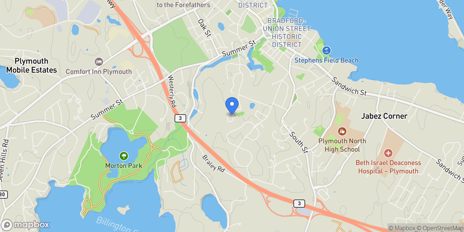 Map showing 91 Newfield Street 23, Plymouth, MA 02360, Plymouth, Massachusetts, United States.