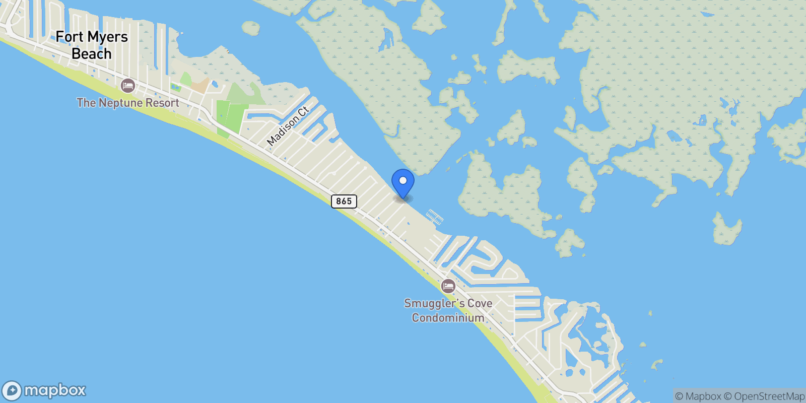 Map showing 205 Bayview AVE, Fort Myers Beach, Florida, United States.