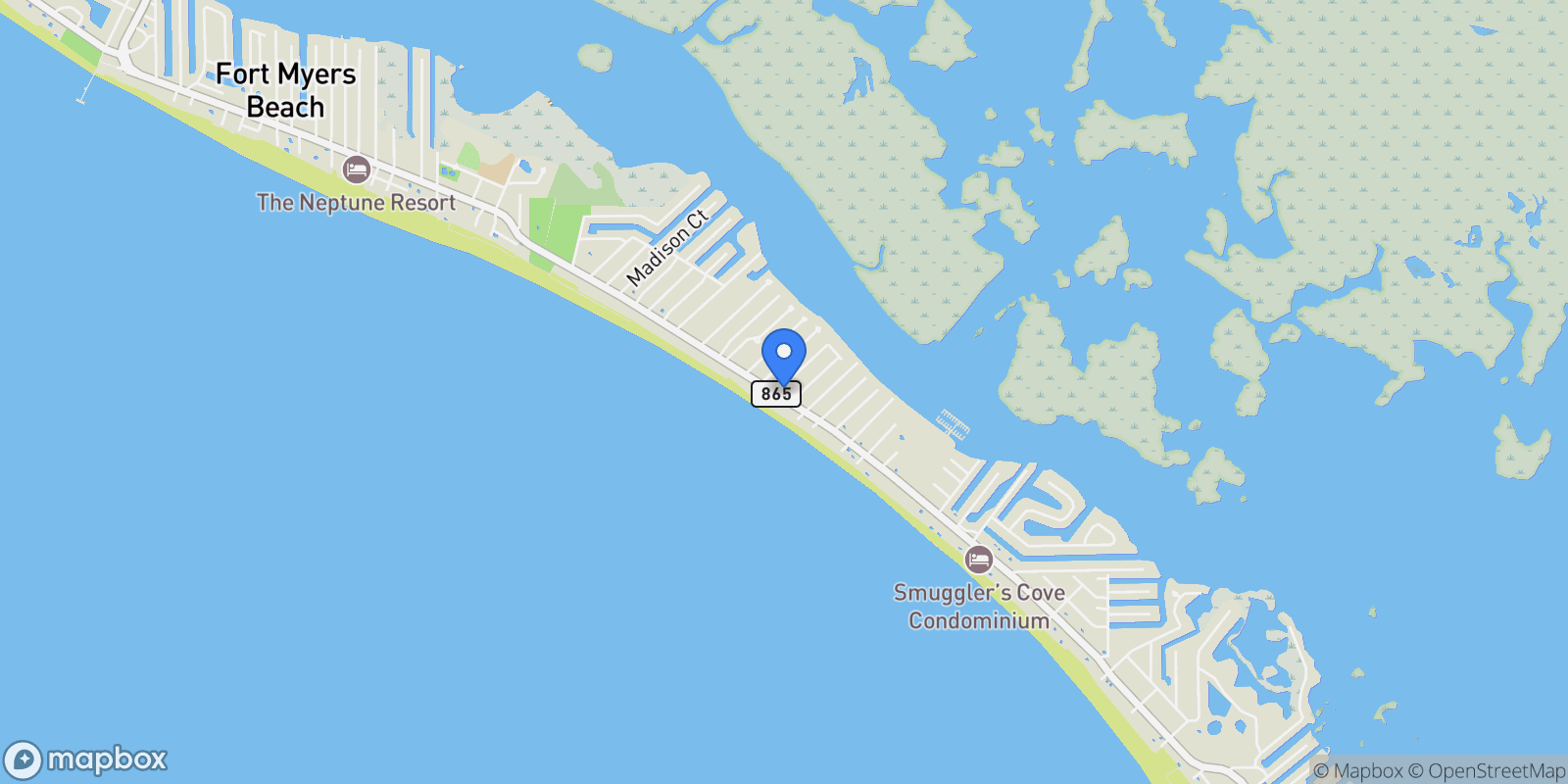 Map showing 3909, Fort Myers Beach, Florida, United States.