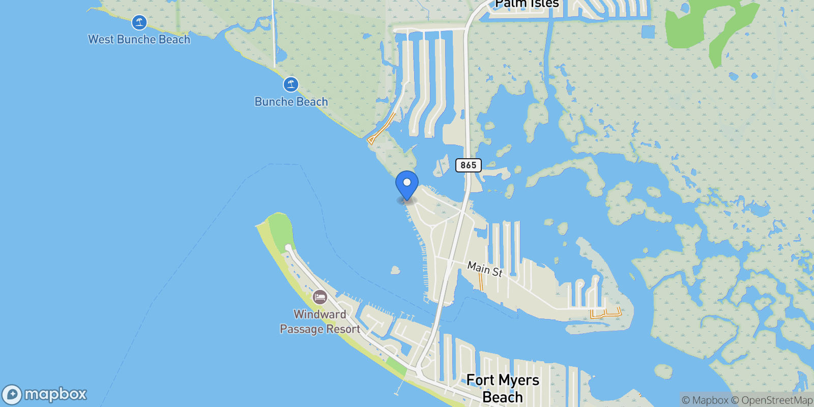 Map showing 922 San Carlos DR, Fort Myers Beach, Florida, United States.