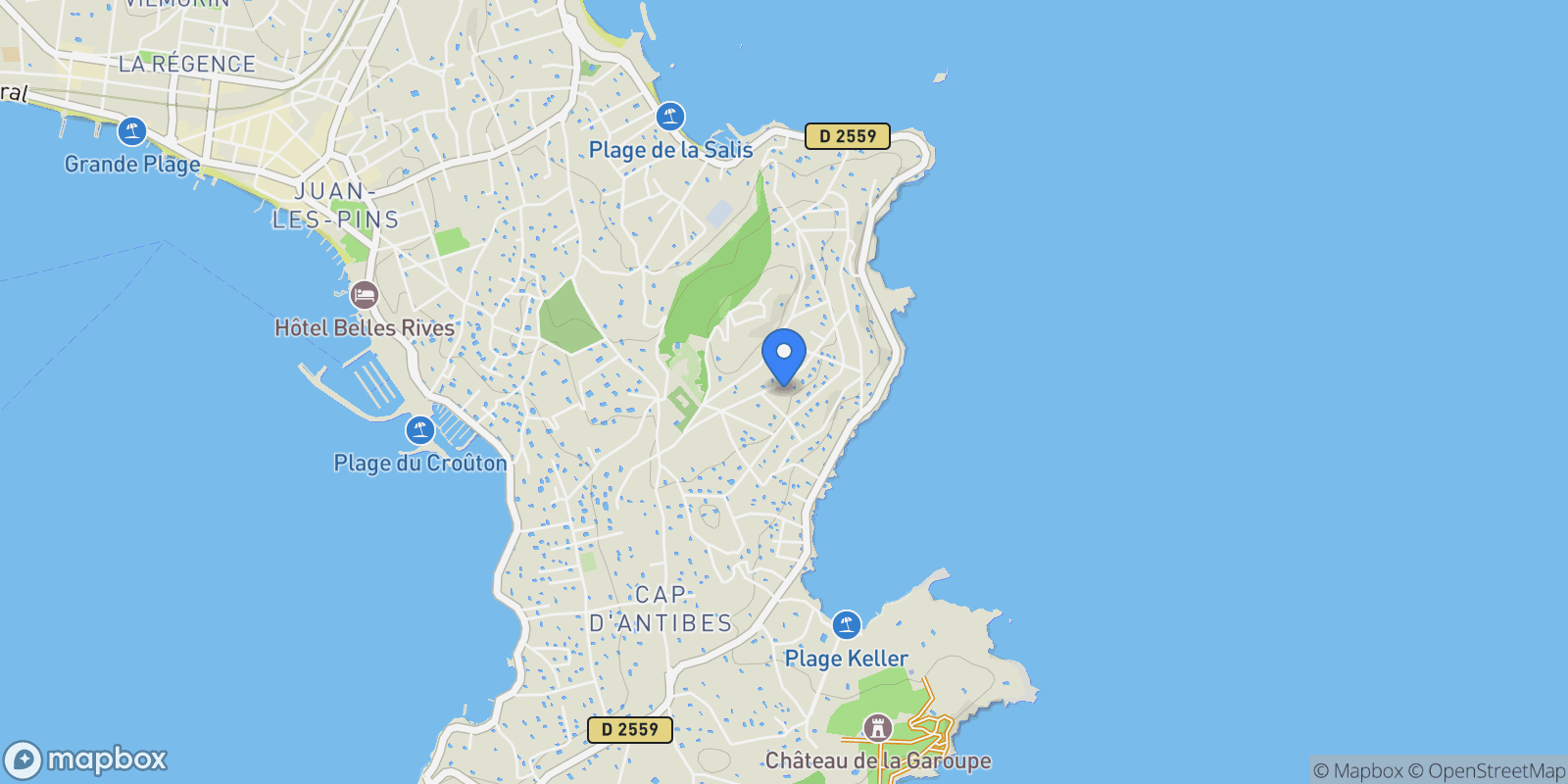 Map showing Antibes, Provence-Alpes-Côte d'Azur, France.