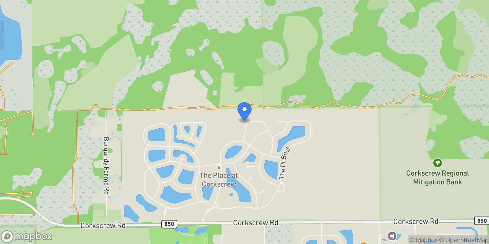 Map showing 17596 Kinzie LN, Miromar Lakes, Florida, United States.