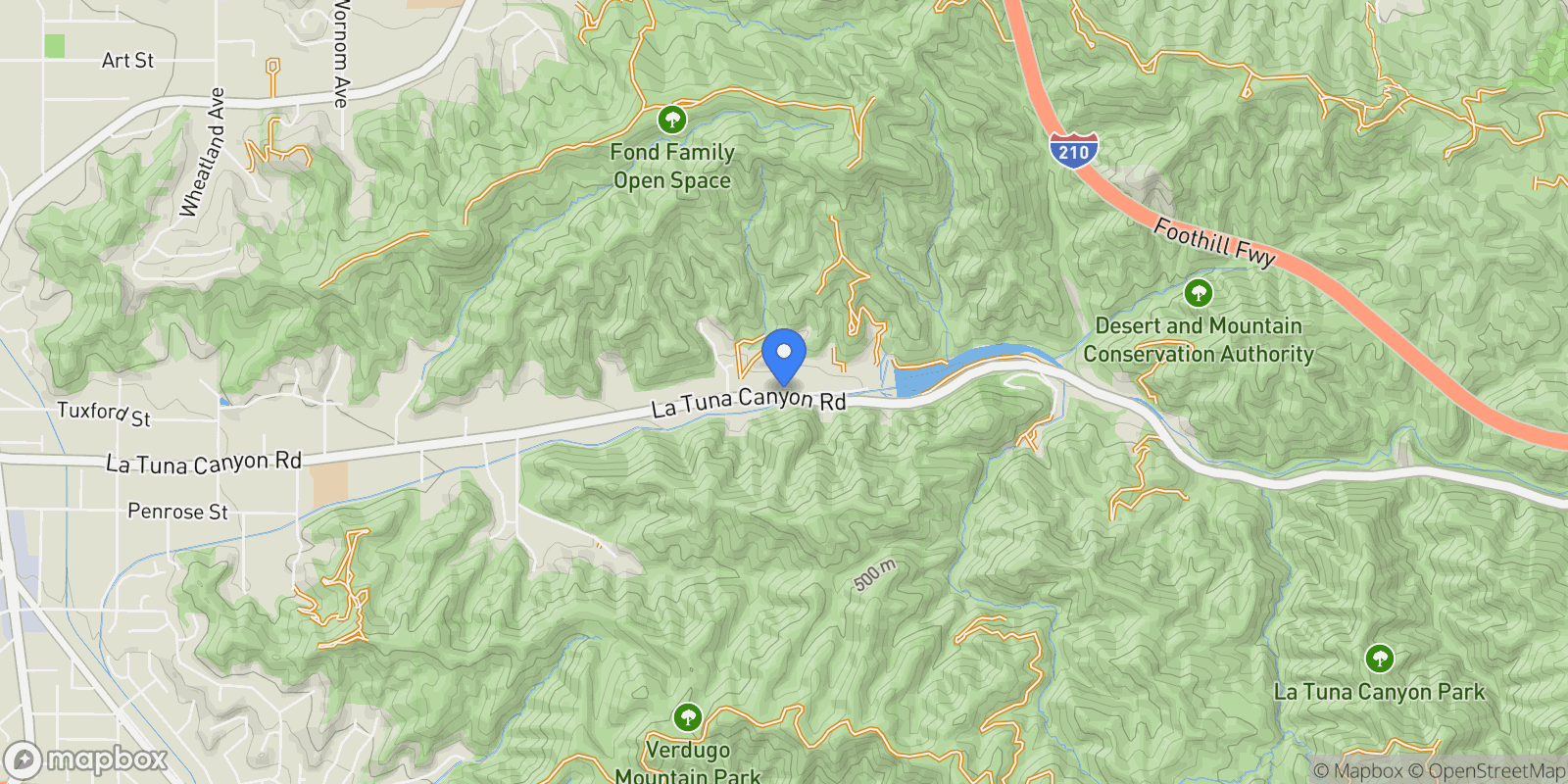 Map showing 9145 La Tuna Canyon Road, Los Angeles, California, United States.