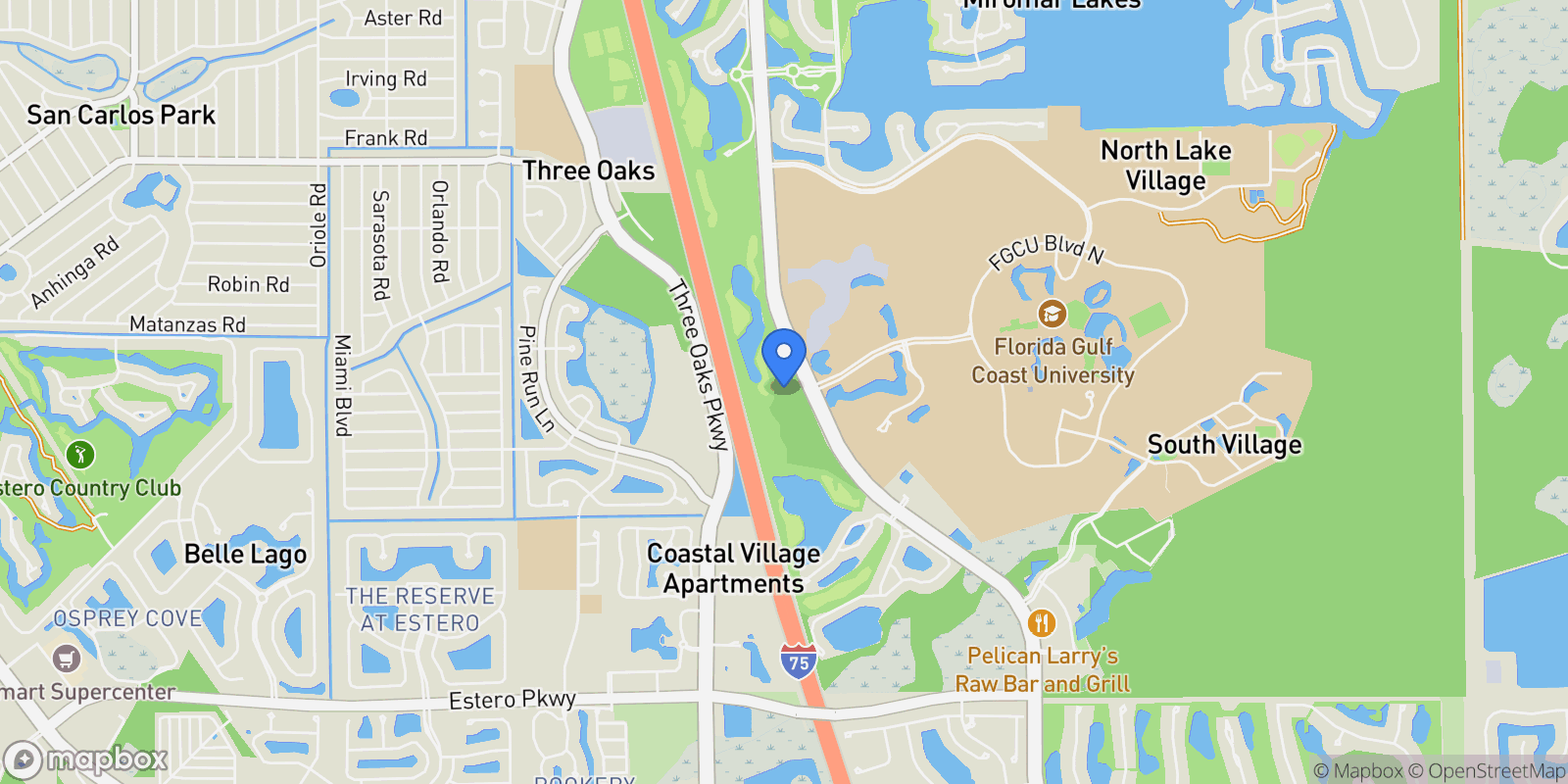 Map showing 19086 Via Messina WAY, Miromar Lakes, Florida, United States.