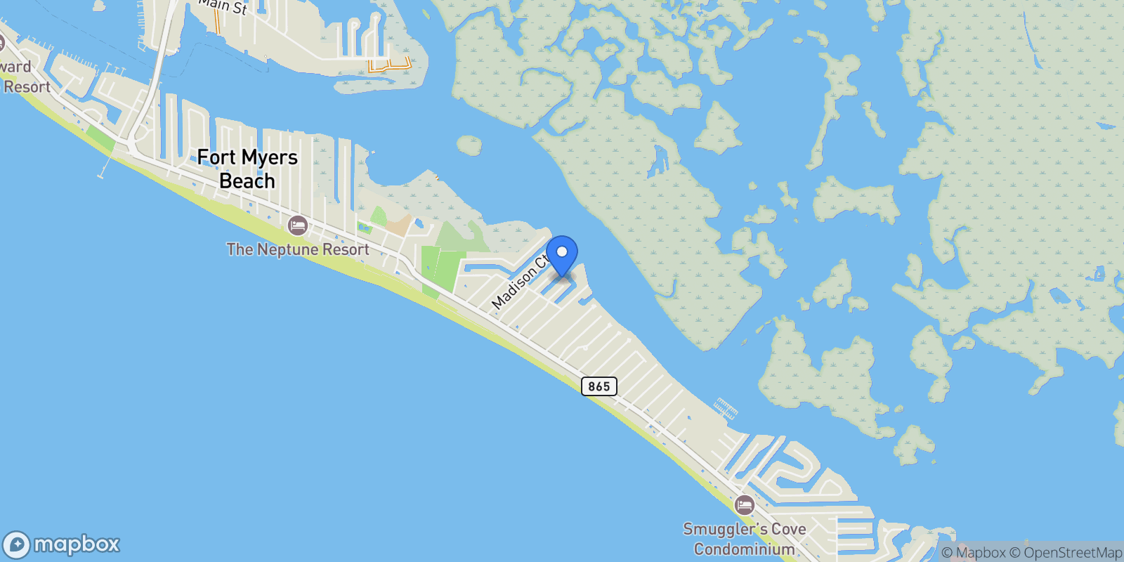 Map showing 351 Jefferson CT, Fort Myers Beach, Florida, United States.