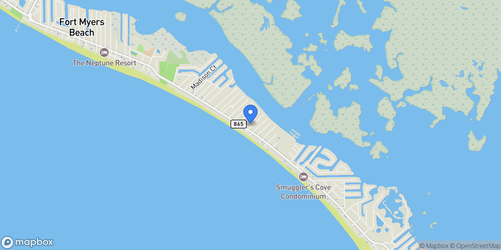 Map showing 117 Hercules DR, Fort Myers Beach, Florida, United States.