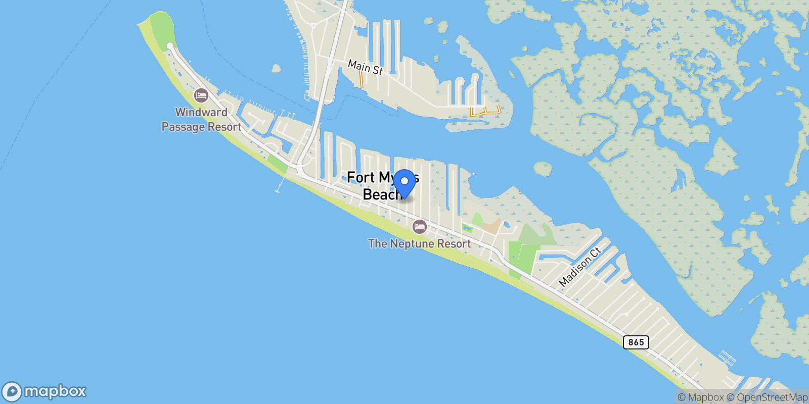 Map showing 137 Pearl ST, Fort Myers Beach, Florida, United States.