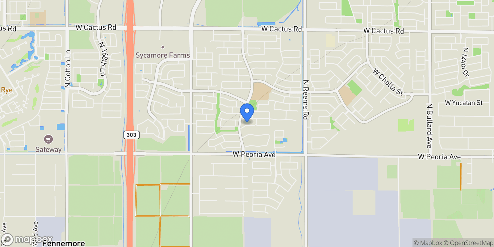 Map showing 15850 W Mercer Ln, Surprise, AZ 85379, Surprise, Arizona, United States.