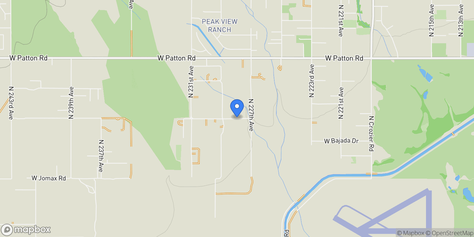 Map showing 24235 W Pinnacle Vista Drive, Witmann, AZ 85361, Wittmann, Arizona, United States.