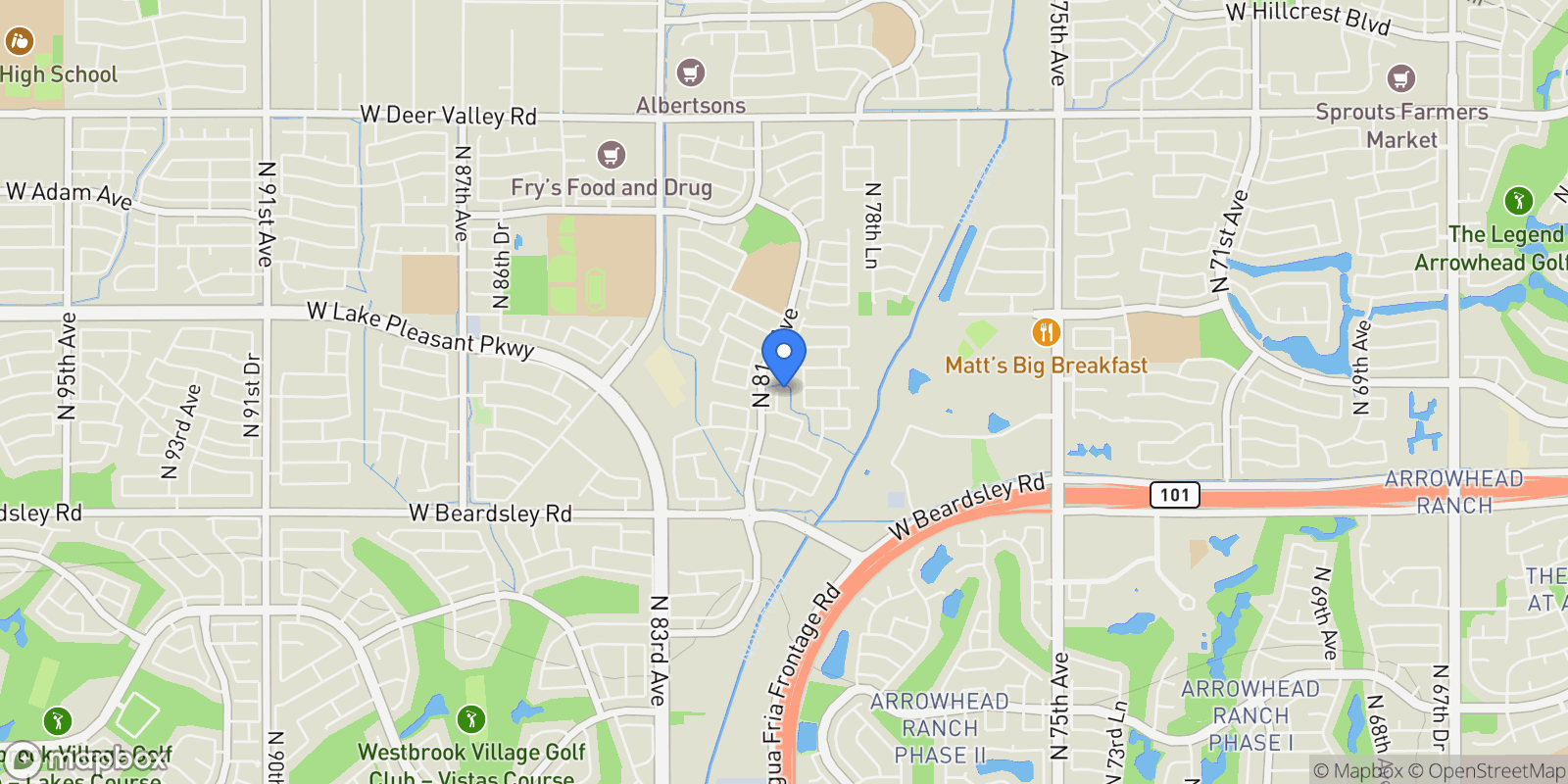 Map showing 20515 N 80th Ln , Peoria, AZ 85382, Peoria, Arizona, United States.
