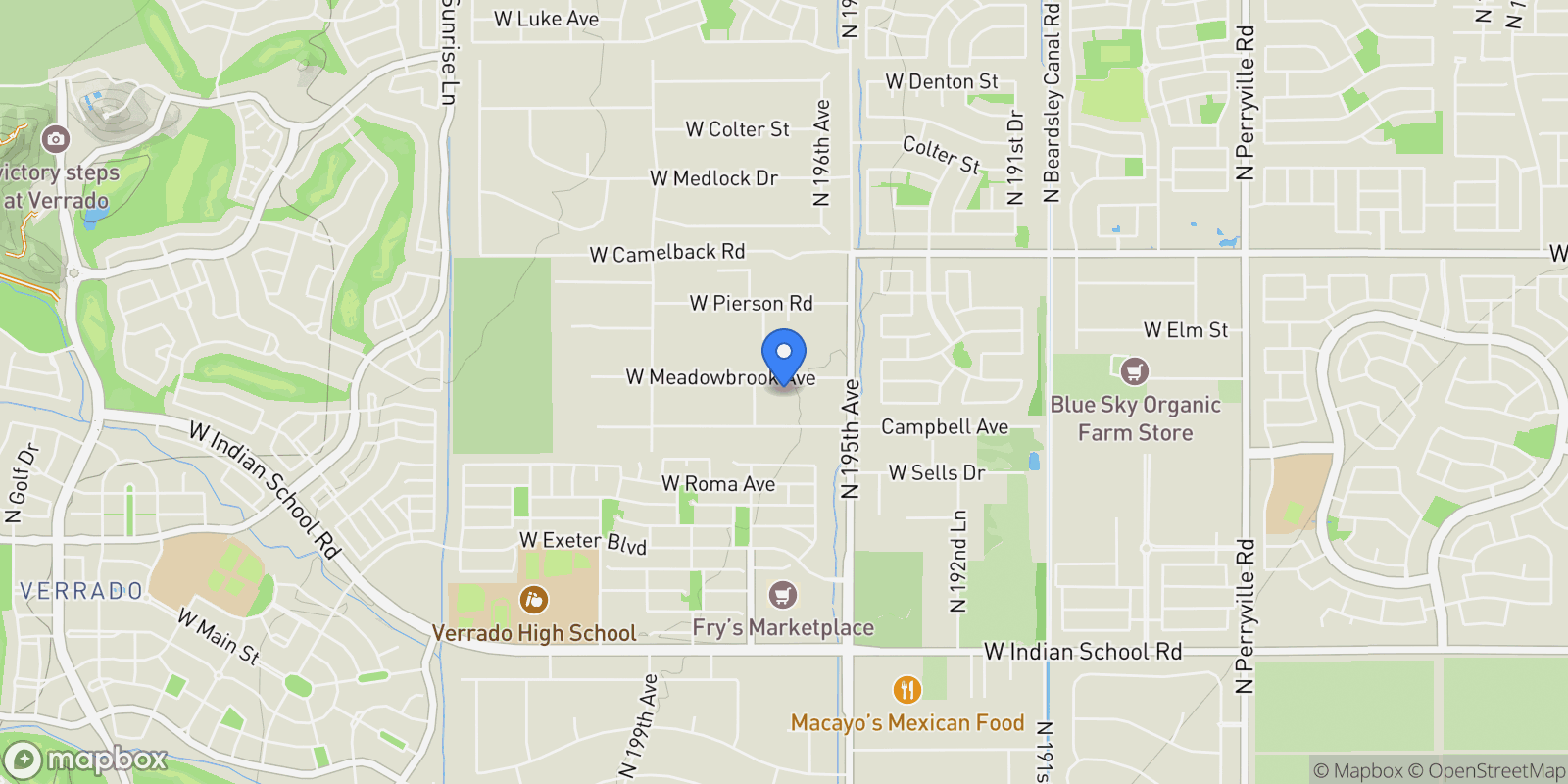 Map showing 19623 W Meadowbrook Ave, Litchfield Park, AZ 85340, Litchfield Park, Arizona, United States.