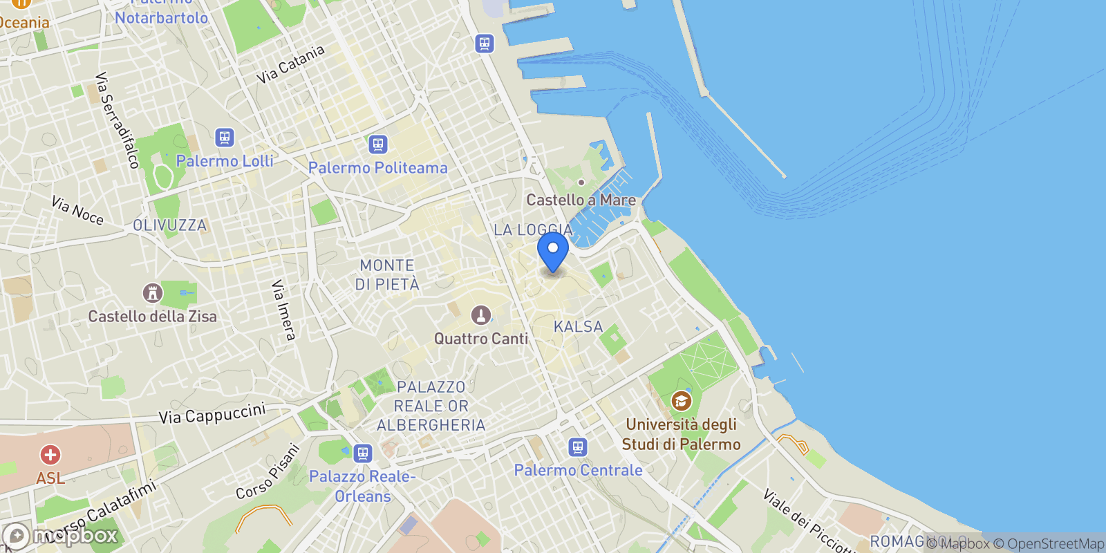 Map showing Via Vittorio Emanuele, 137, 90133 Palermo PA, Italy, Palermo, Sicily, Italy.