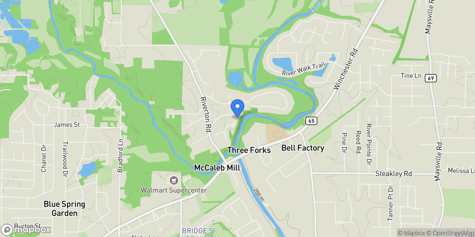 Map showing 211 Water Ridge Lane, Huntsville, AL 35811, Redstone Arsenal, Alabama, United States.