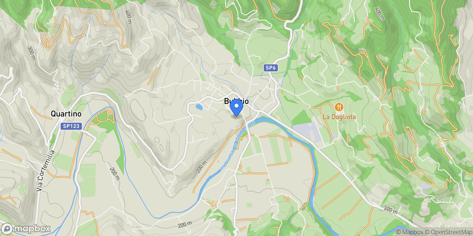 Map showing Piazza del castello 1, Bubbio, Piedmont, Italy.