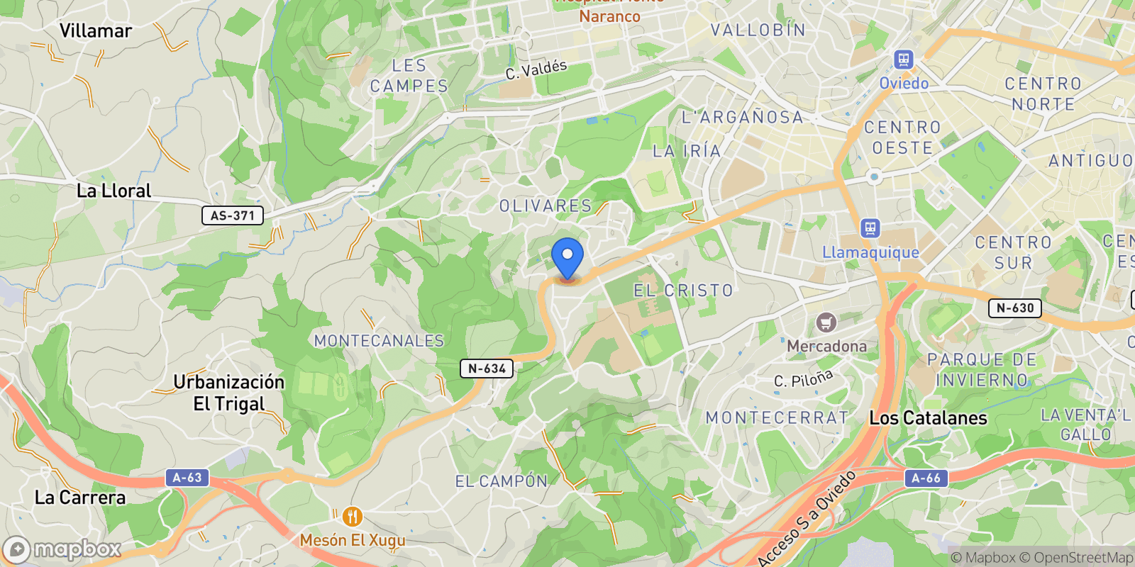 Map showing Vicente Vallina García, 33006, Oviedo, Asturias, Oviedo, El Cristo y Buenavista, Oviedo, Spain.
