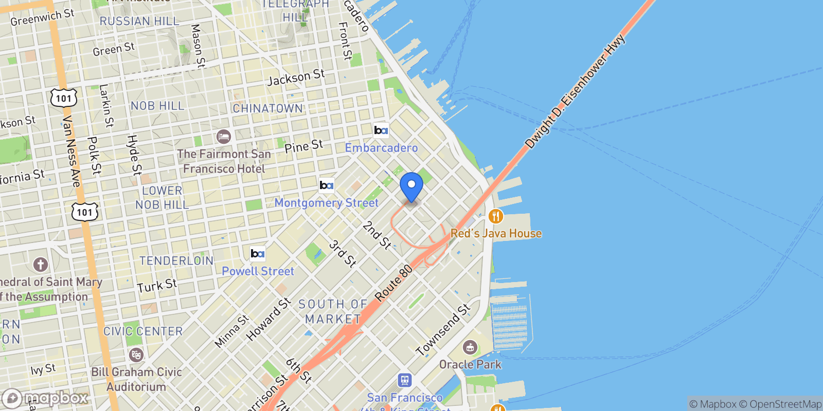 Map showing 488 Folsom Street 5501, San Francisco, California, United States.