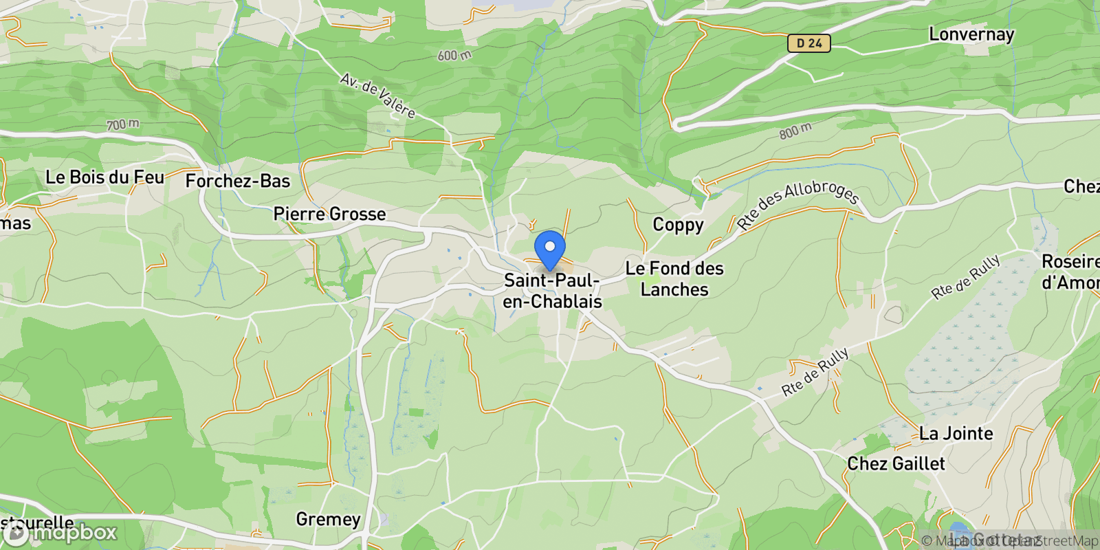 Map showing ST PAUL EN CHABLAIS, V 74500, Saint-Paul-en-Chablais, Auvergne-Rhône-Alpes, France.