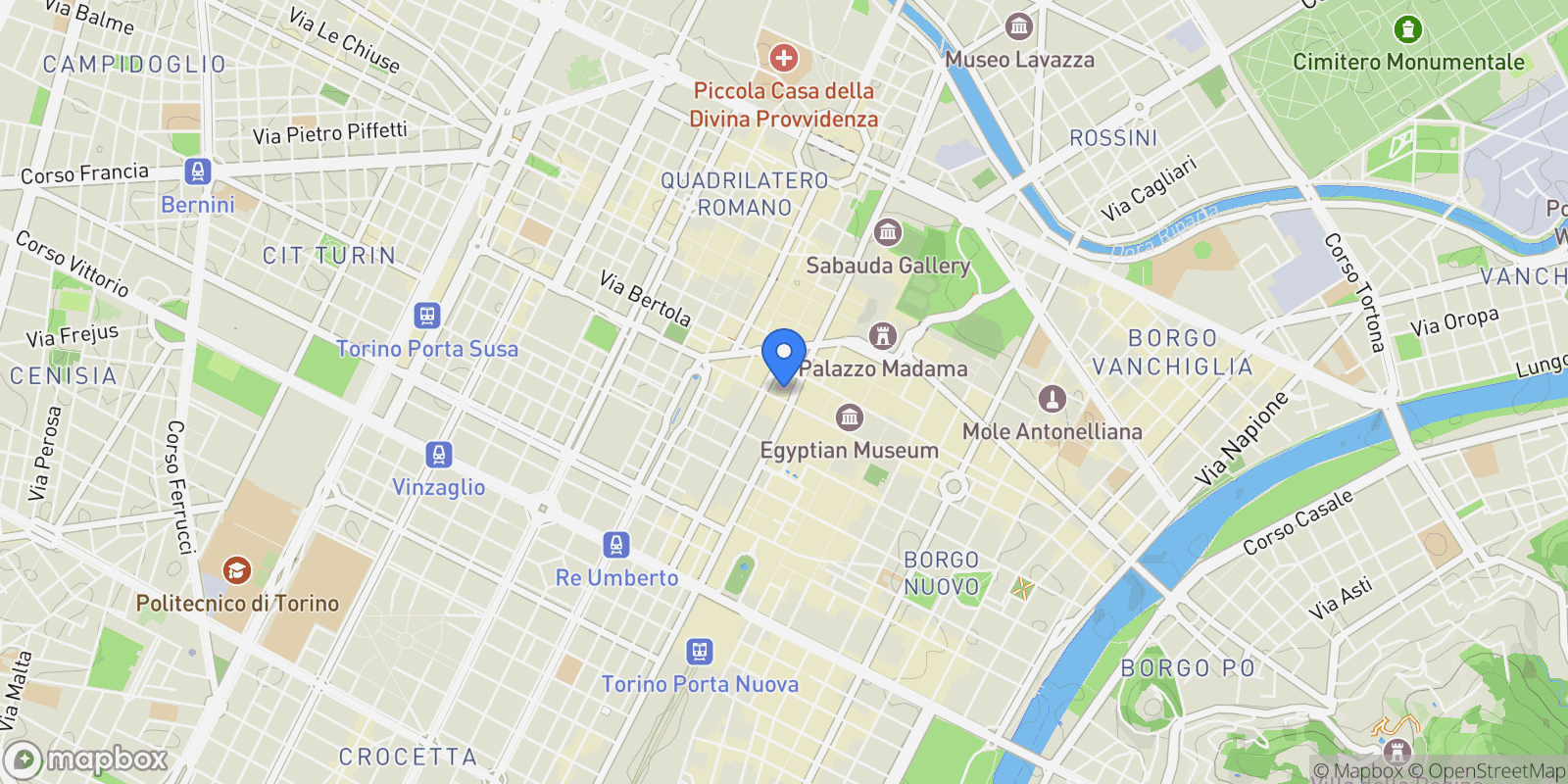 Map showing Via Santa Teresa 10, Turin, Piedmont, Italy.