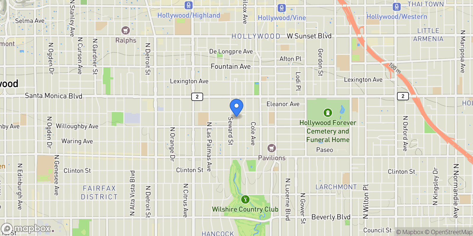 Map showing 935 N Hudson 401, Los Angeles, California, United States.