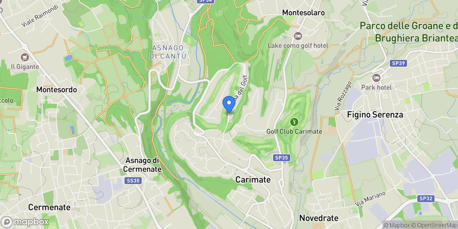 Map showing Via Del Golf 12, Carimate, Lombardy, Italy.