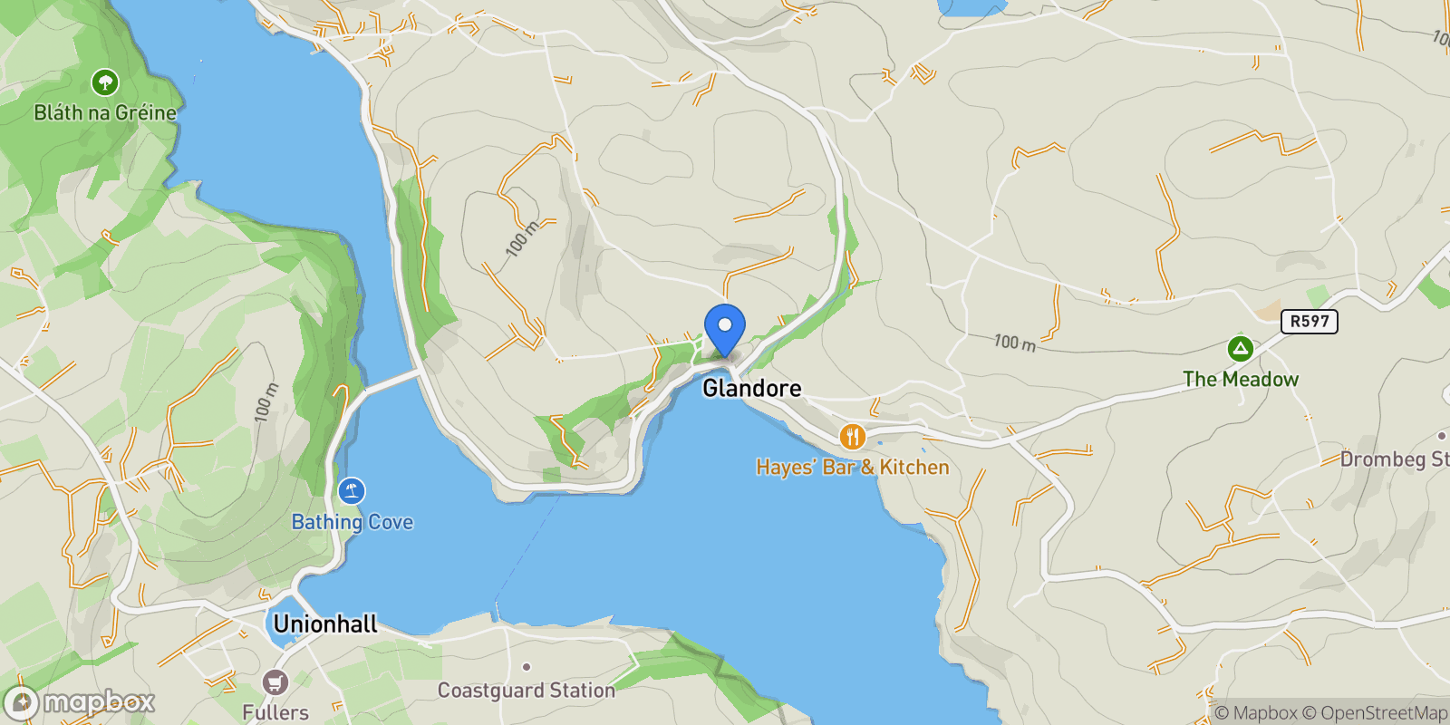 Map showing Aghatubrid More, Glandore, Co. Cork, Ireland, Glandore, County Cork, Ireland.