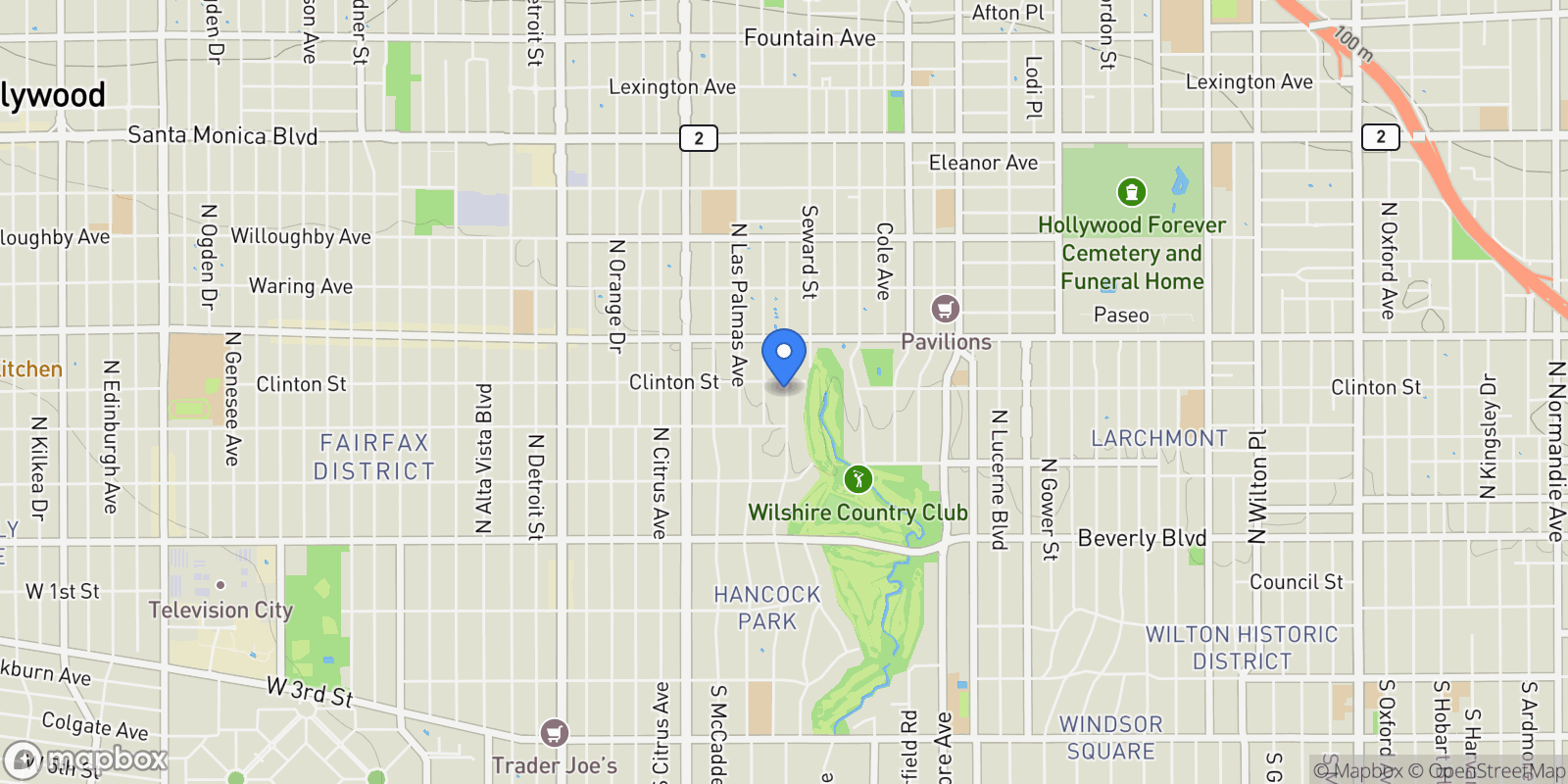 Map showing 543 N June Street, Los Angeles, California, United States.