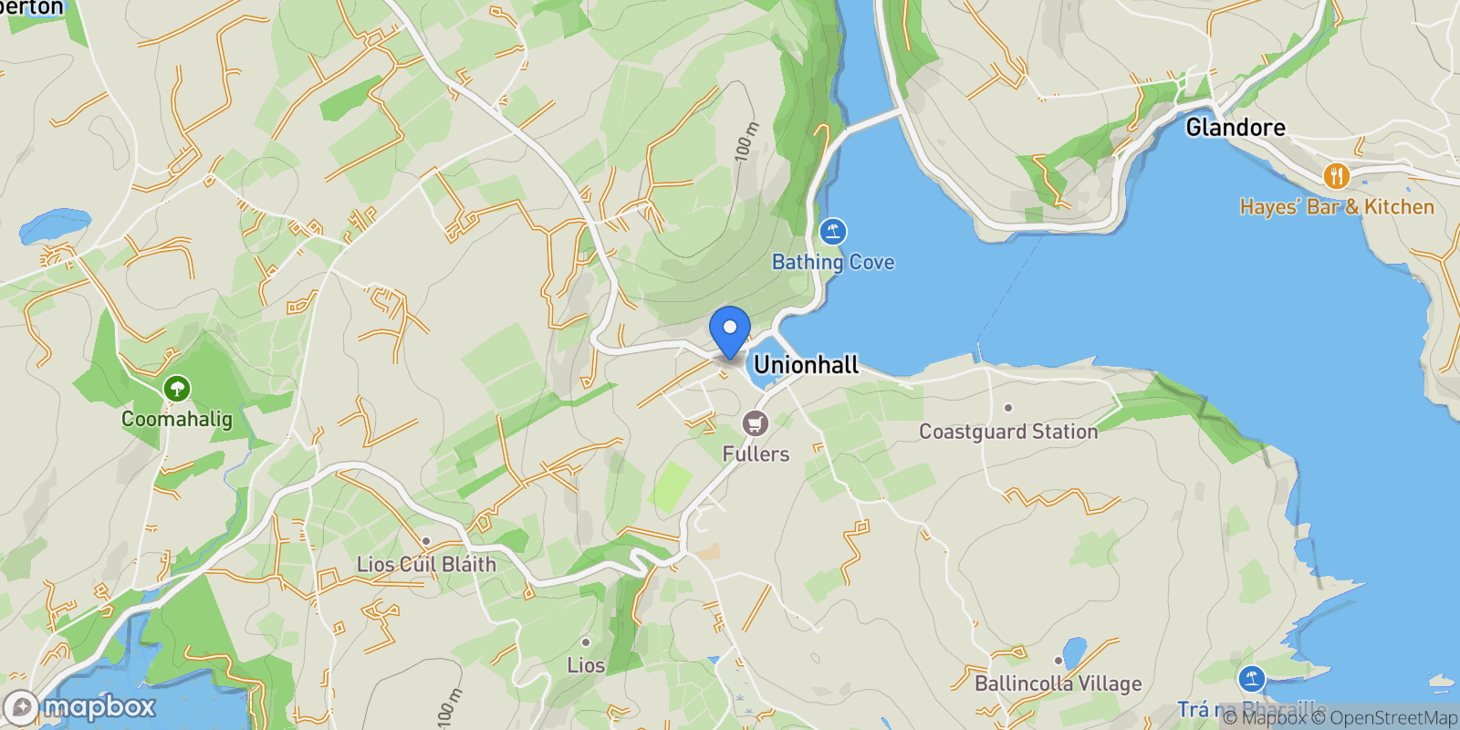 Map showing Listarkin, Unionhall, Co. Cork, Ireland, Unionhall, County Cork, Ireland.