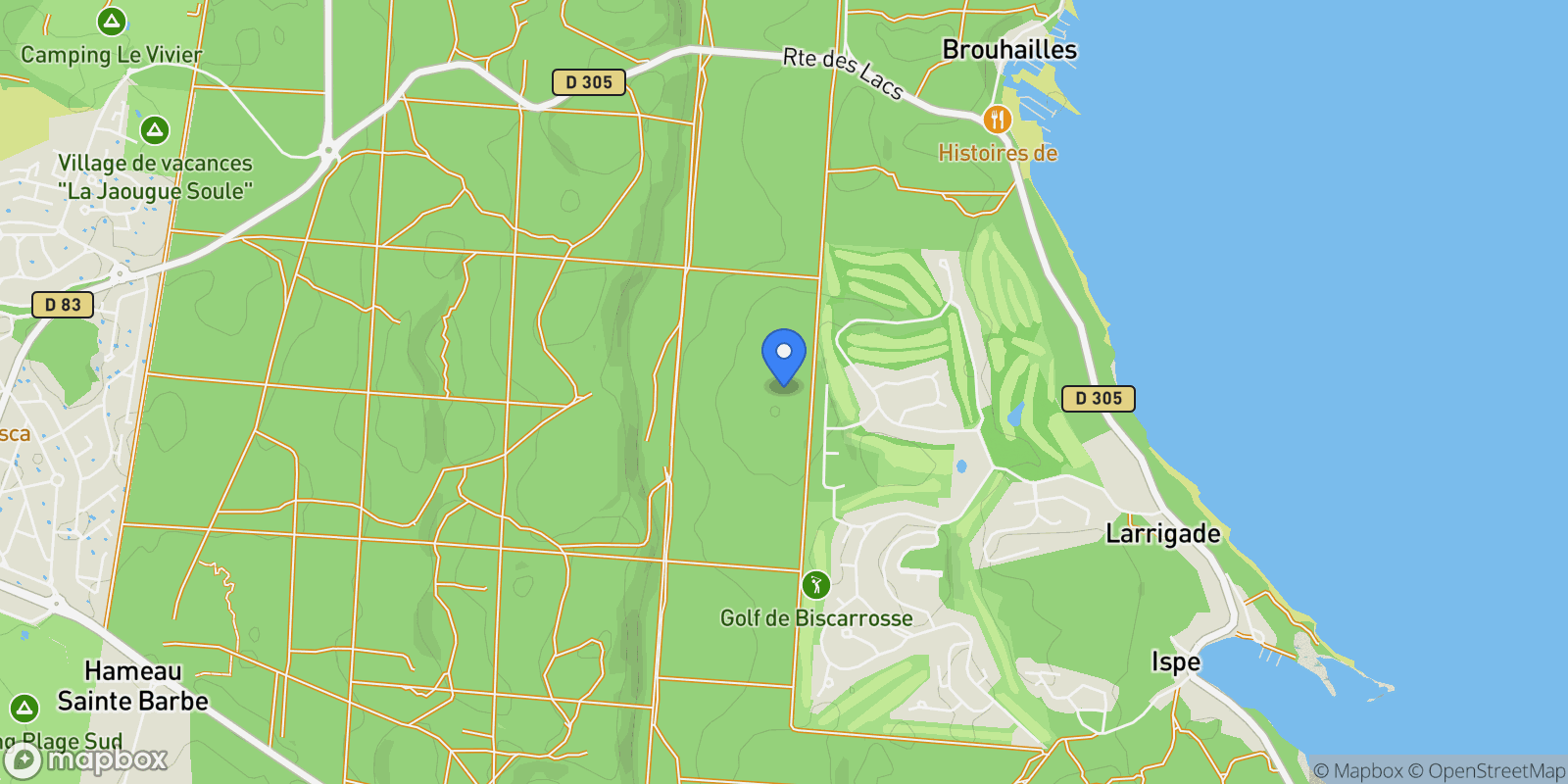Map showing Biscarrosse, Nouvelle-Aquitaine, France.