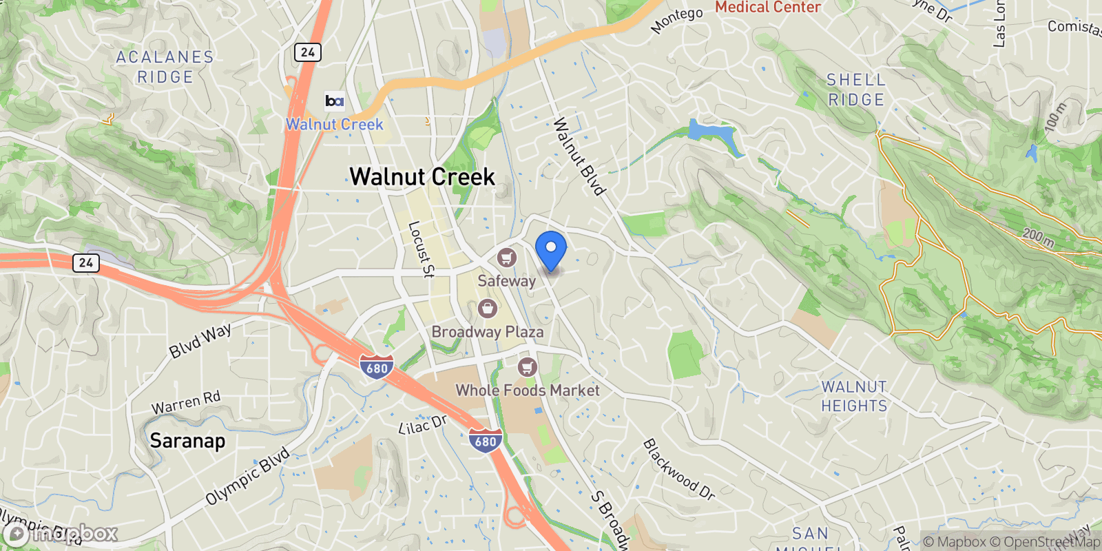 Map showing 289 Sierra Dr, Walnut Creek, California, United States.