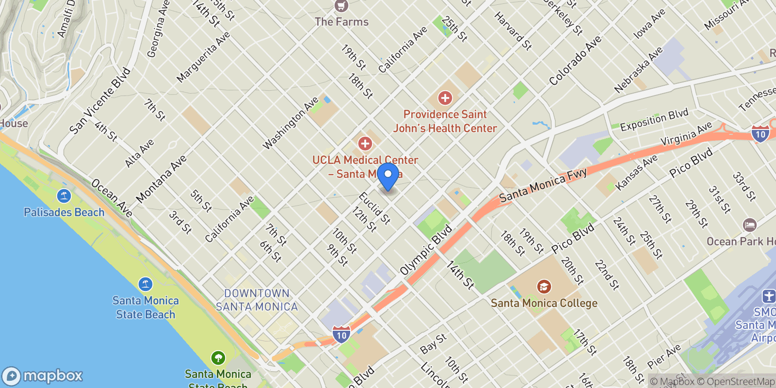 Map showing 1433 14th Street 1, Santa Monica, California, United States.