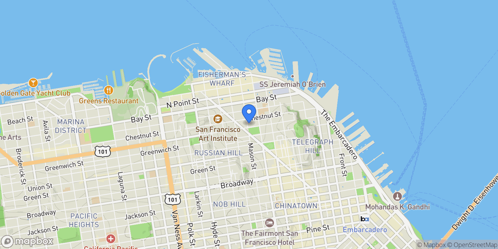 Map showing 2118-2122 Mason Street, San Francisco, California, United States.
