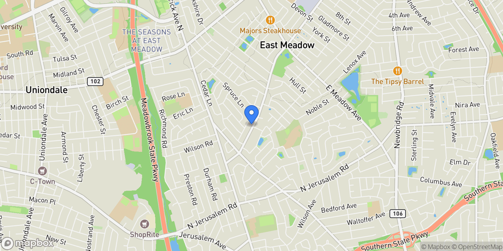 Map showing 1459 Prospect Ave, East Meadow, NY 11554, East Meadow, New York, United States.