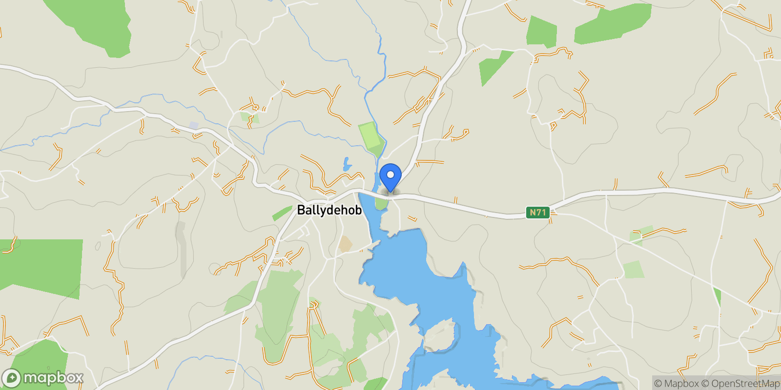 Map showing Knockroe, Ballydehob, Co. Cork, Ireland, Ballydehob, County Cork, Ireland.