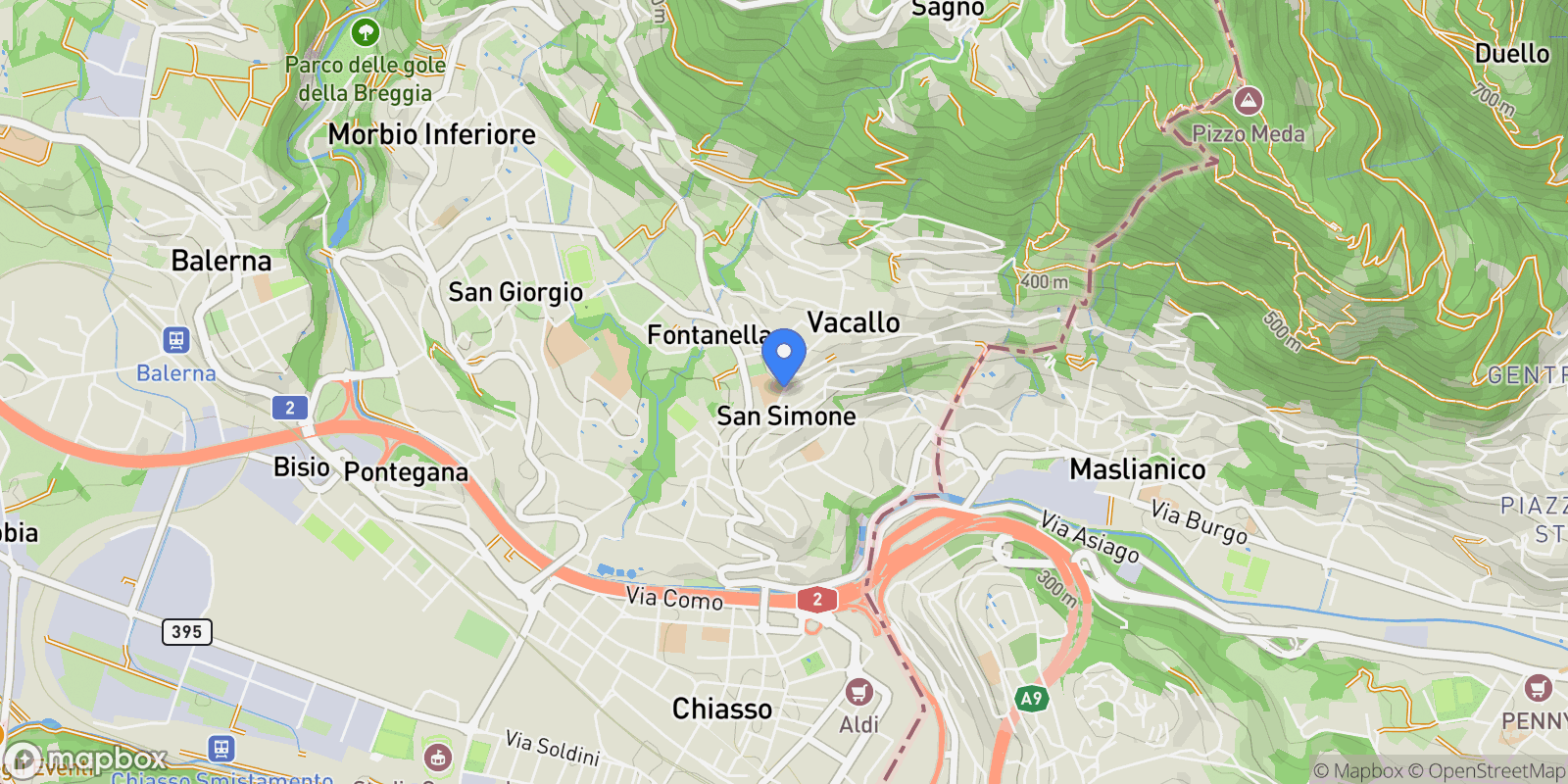 Map showing 6833 Vacallo, Switzerland, Vacallo, Ticino, Switzerland.