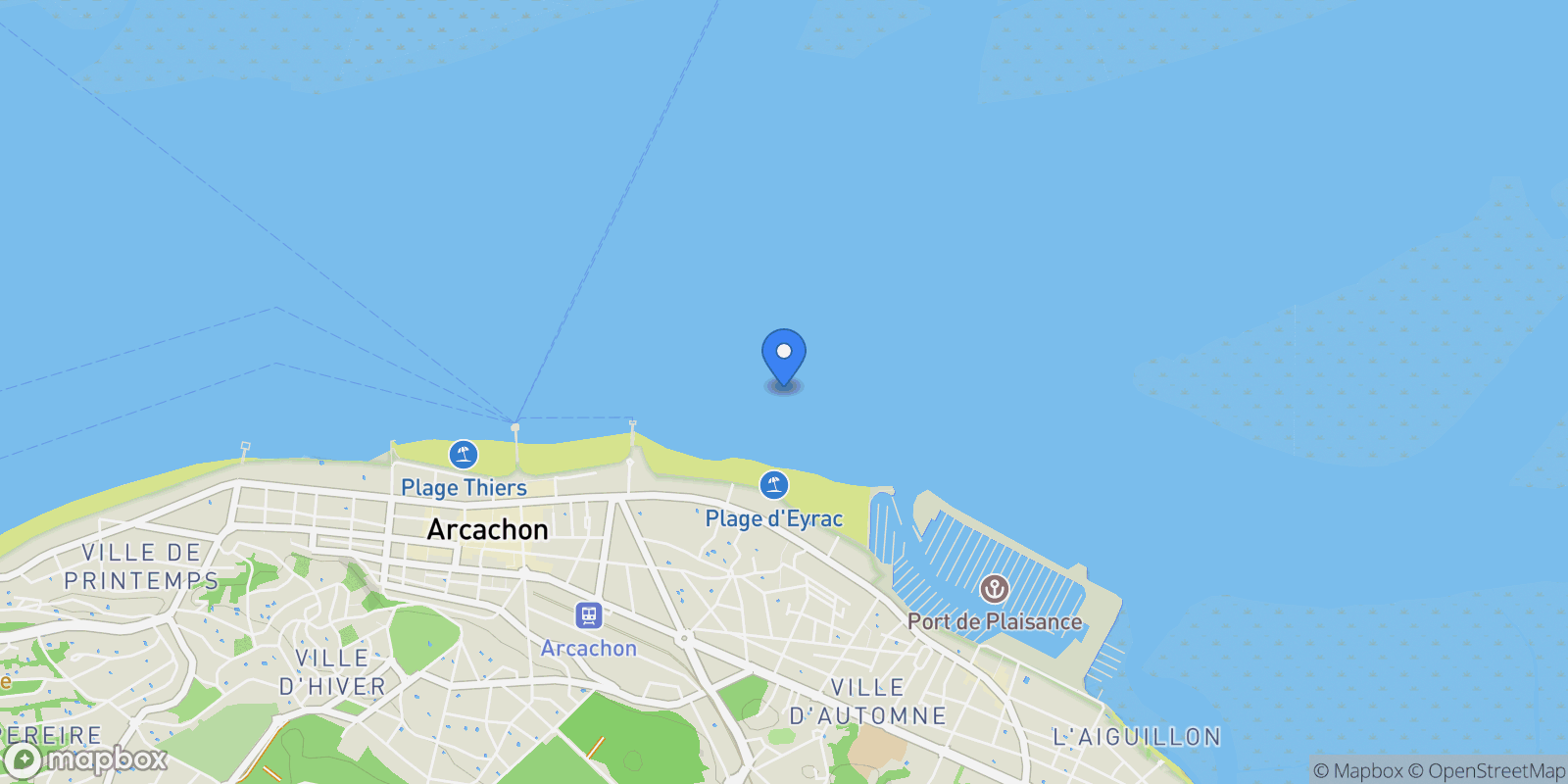 Map showing Arcachon, Nouvelle-Aquitaine, France.