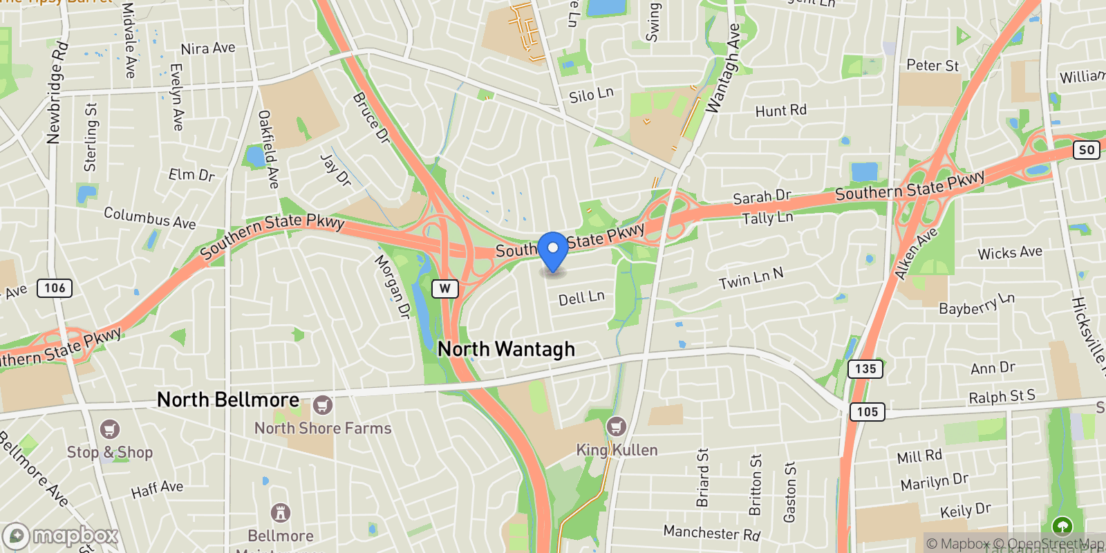 Map showing 6 Downhill Lane, Wantagh, NY 11793, Wantagh, New York, United States.