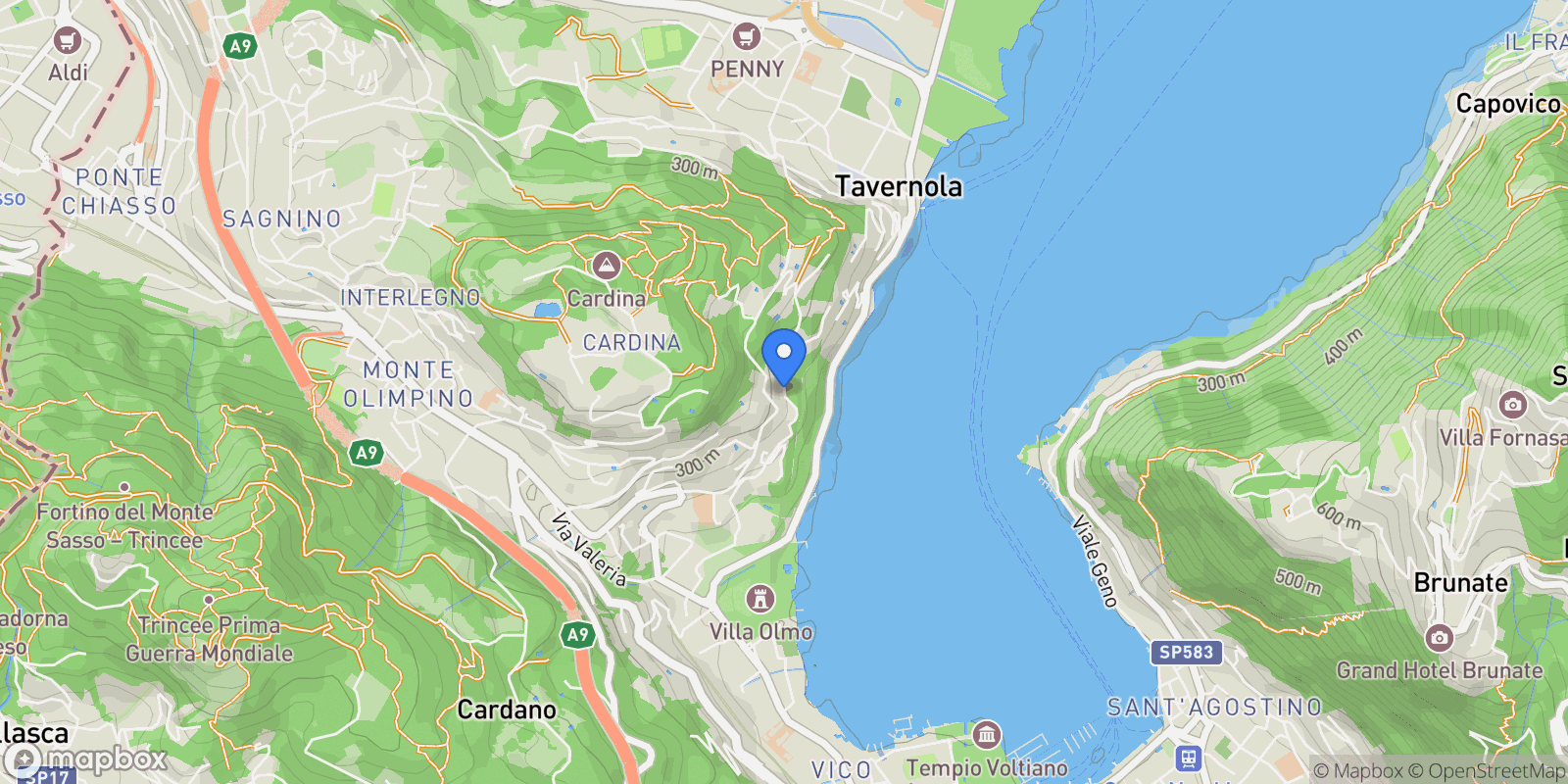Map showing Via Bignanico, 22100 Como CO, Italy, Como, Lombardy, Italy.