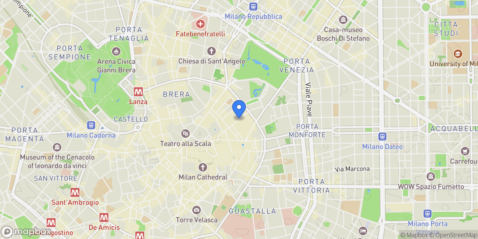Map showing Via Sant'Andrea, 20121 Milano MI, Italy, Milan, Lombardy, Italy.