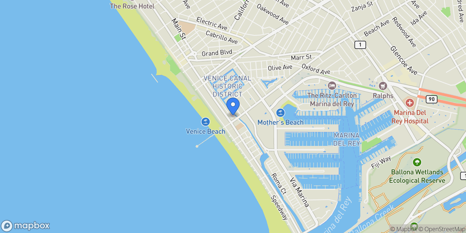 Map showing 3003 Grand Canal, Los Angeles, California, United States.