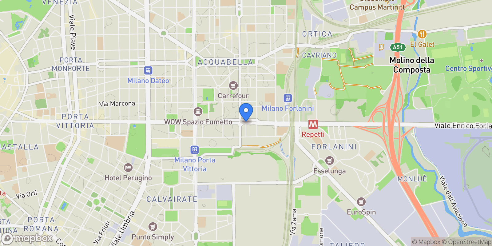 Map showing Viale Corsica, Milano MI, Italy, Milan, Lombardy, Italy.