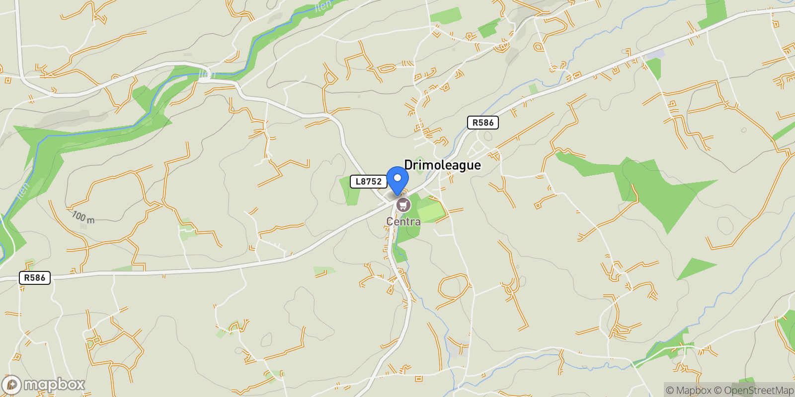 Map showing W End, Dromdaleague, Drimoleague, Co. Cork, Ireland, Drimoleague, County Cork, Ireland.